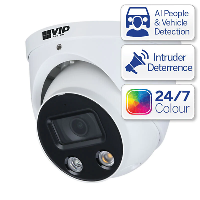 Telecamera videosorveglianza dome IP 4MP con AI e allarme, full color, IP67