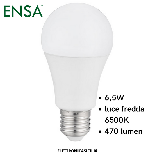 Lampadina led attacco E27 6W 9,5W 11W, luce fredda 6500K o luce calda 3000K