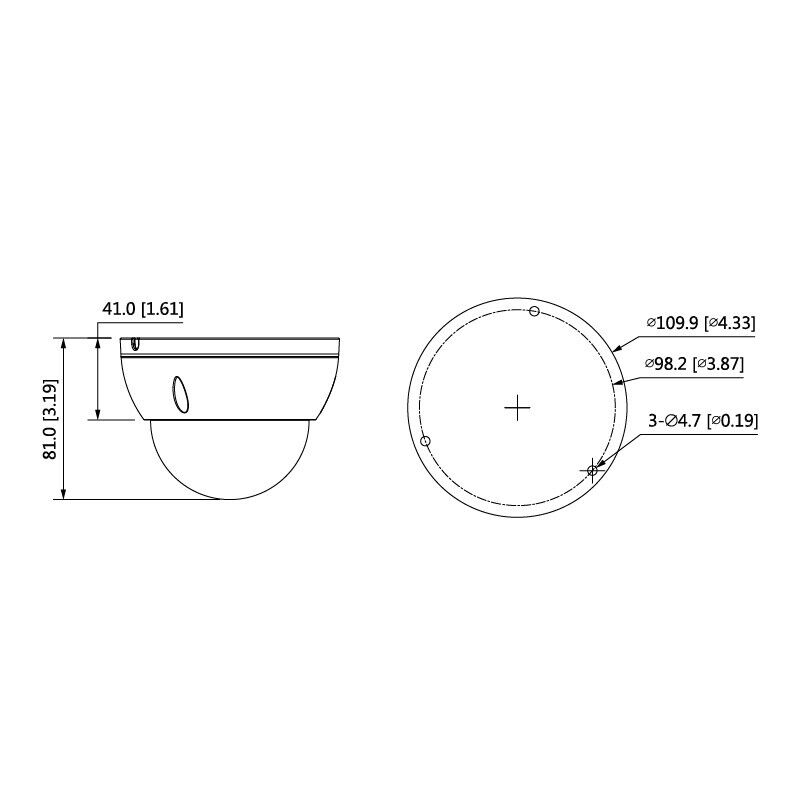 Telecamera di videosorveglianza IP 4MP, mini dome fissa OEMdahua