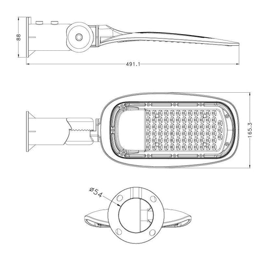 Armatura stradale faro lampione AVOL 50/100/150/200W, tecnologia Philips 6000K