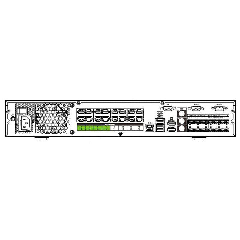 Videoregistratore videosorveglianza NVR 16ch 320Mbps 4K H265 2xHDMI 16ePoE 4HDD