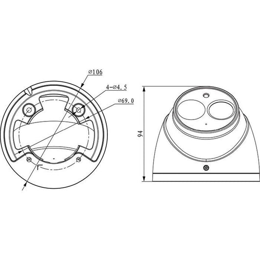 Telecamera videosorveglianza mini dome ip 2mp ottica fissa 3,6 mm OEMdahua