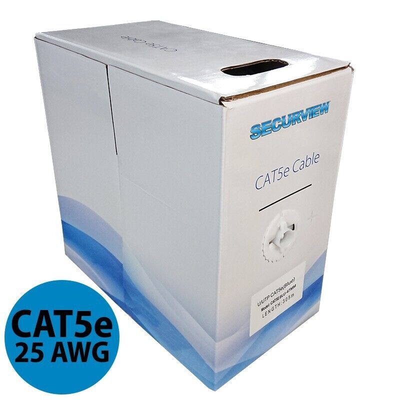 Cavo CAT5E 47mm non schermato filo di rame 25AWG, 305m BLU, videosorveglianza