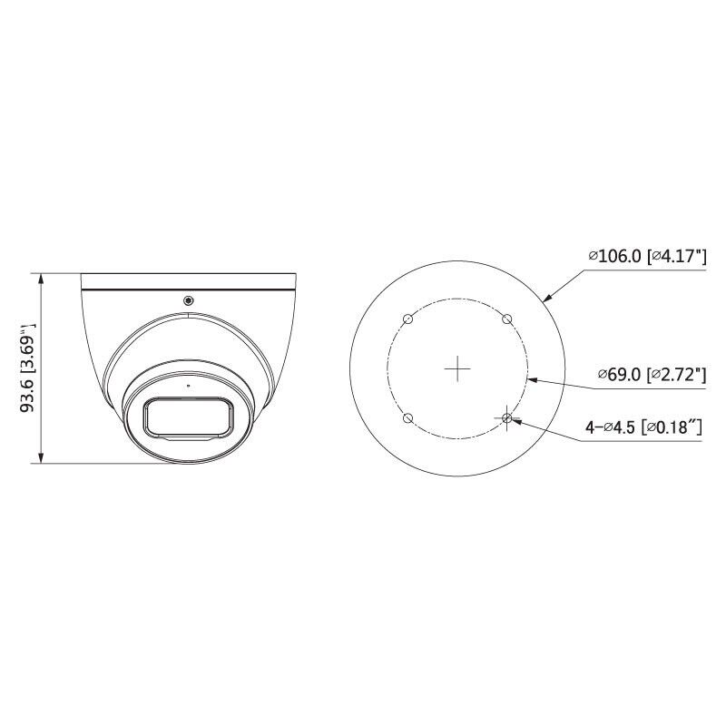 Telecamera di videosorveglianza IP dome mini turret 4MP fissa OEMdahua