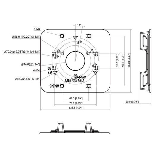 Adattatore per staffa da palo per telecamere  DOME DAHUA - PFA152-E base