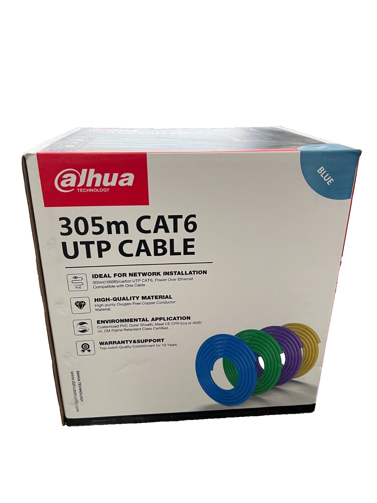 Matassa bobina Cavo Dahua CAT6 Blu, 305m, UTP 100% rame di rete