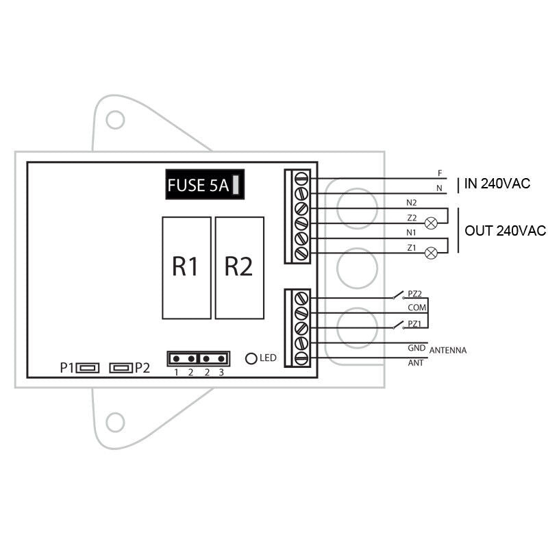 Ricevitore trasmettitore RF controllo illuminazione 100m 2 telecomandi 2 canali