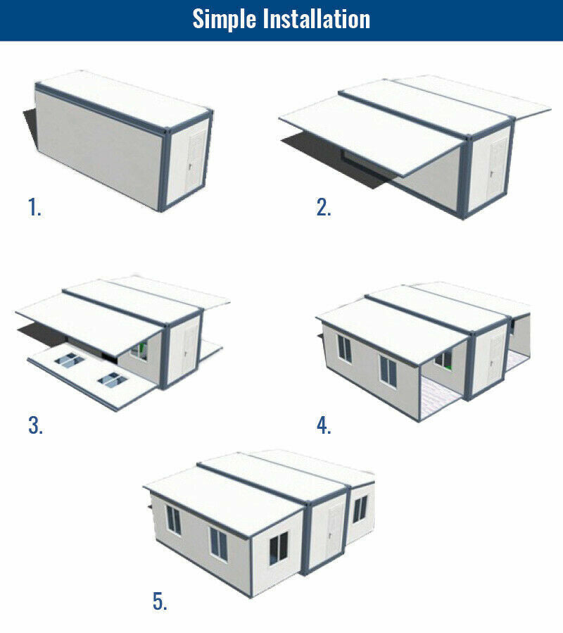 Casa prefabbricata mobile 36 mq con 2 camere da letto, wc, doccia e cucina