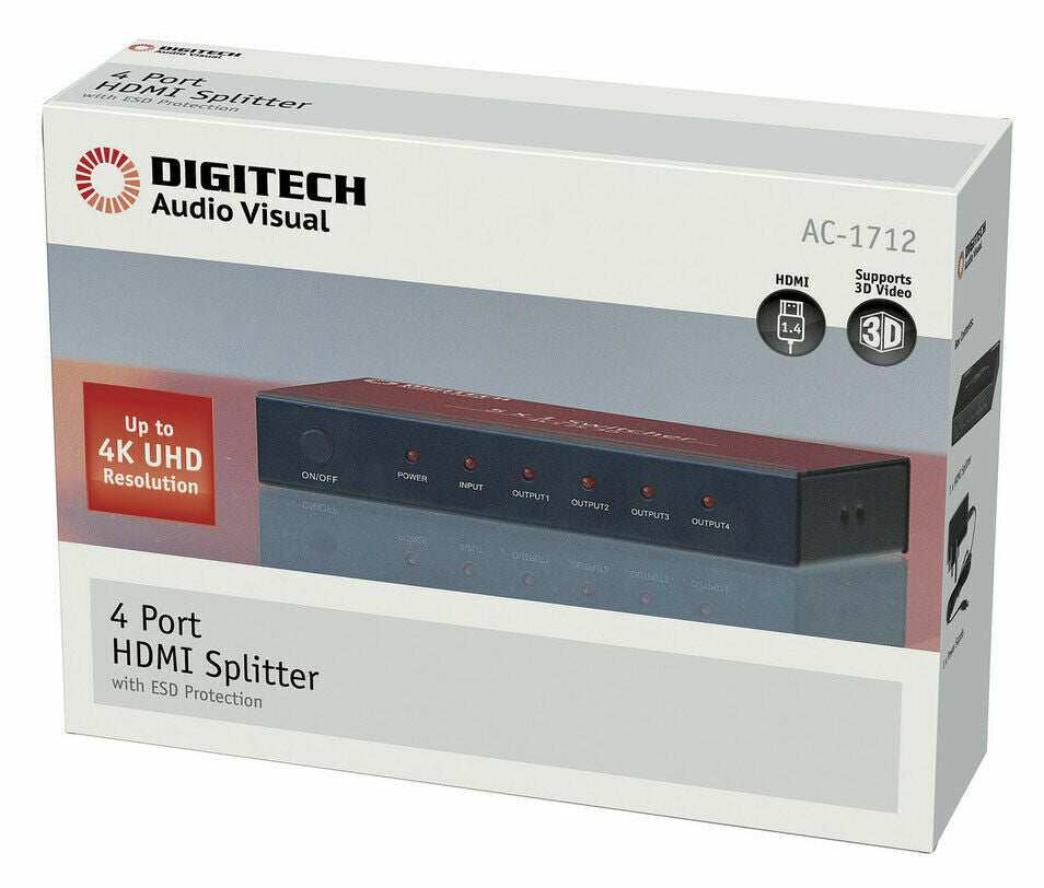 Splitter DigiTech 4 porte HDMI 4k  AC1712